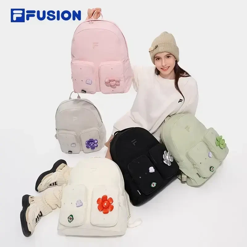 FUSION斐乐洞洞背包女包2025春季新款多口袋双肩包书包T13W513101