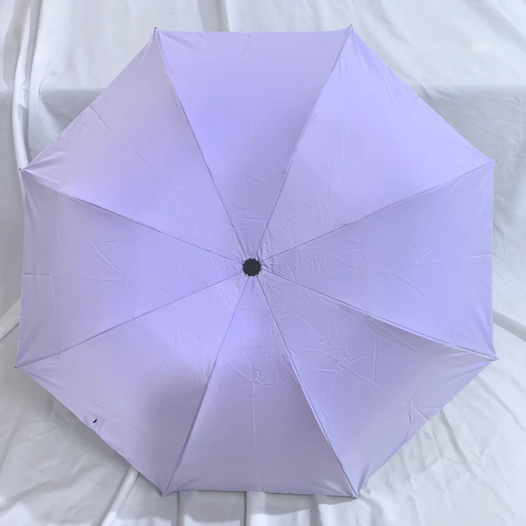 小清新纯色三折手动晴雨两用防晒8股学生太阳伞防紫外线成人雨伞