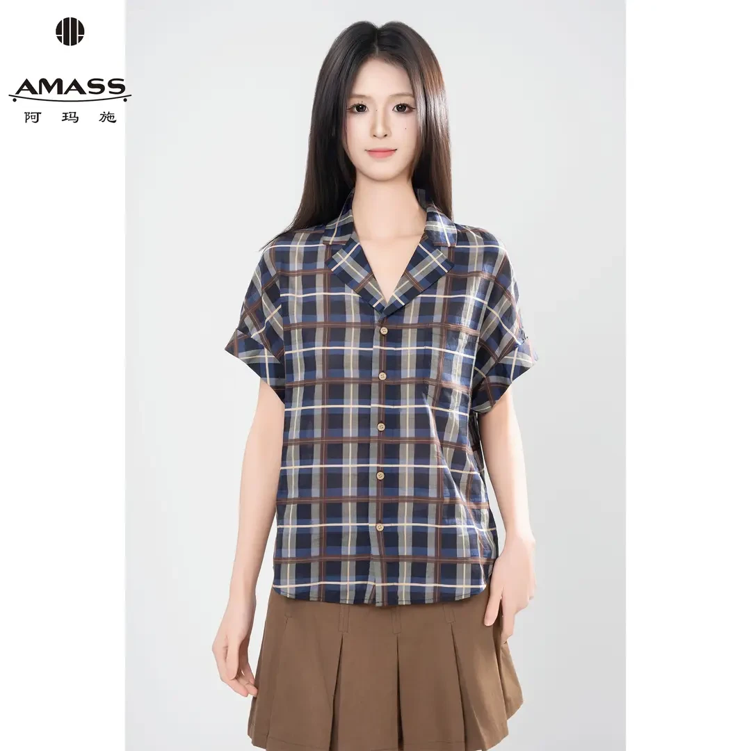 AMASS/阿玛施一秒入夏薄上衣宽松显瘦新款百搭落肩袖衬衫女530066