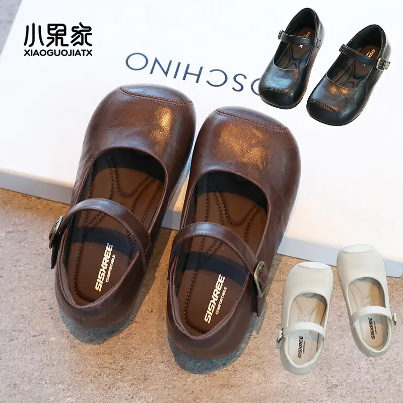 女童皮鞋春秋款儿童单鞋2025新款春季女宝豆豆鞋小女孩鞋子英伦风