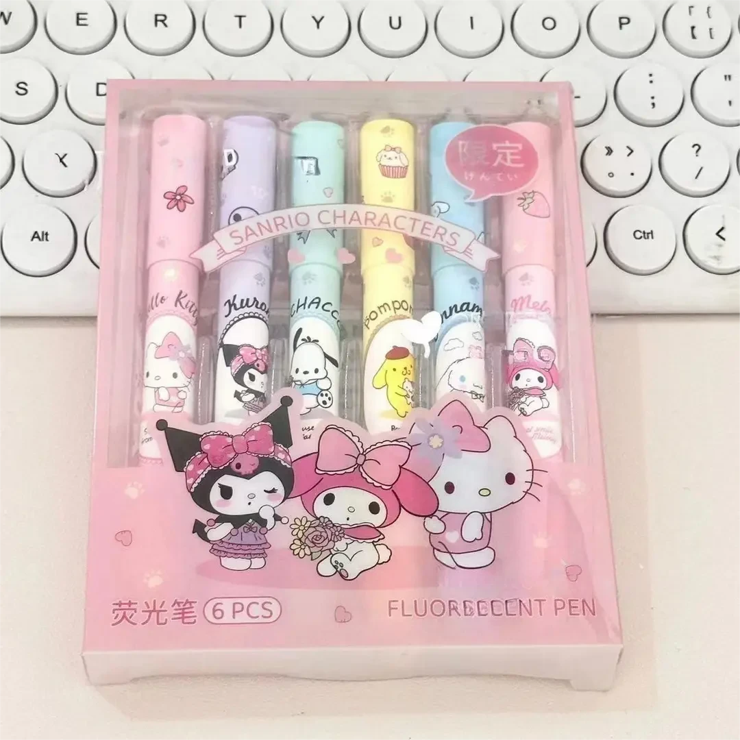 三丽鸥荧光笔ins-库洛米记号笔玉桂狗软笔记多功能标记笔学生笔