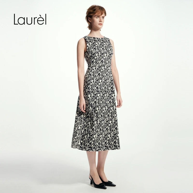 Laurel劳芮25春新款玉簪草收腰无袖连衣裙女LWD361Y05300