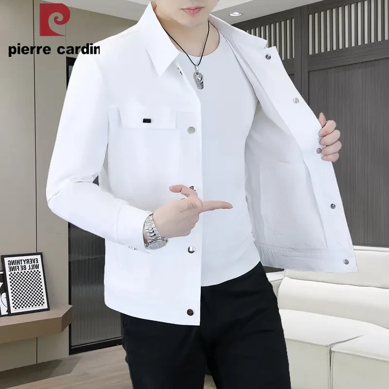 皮尔卡丹防晒服男士夏季新款翻领长袖薄夹克透气防紫外线纽扣外套