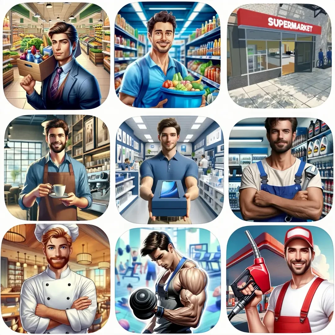 超市模拟器123健身房 咖啡店 加油站 手机店 汽修店 餐厅店模拟器