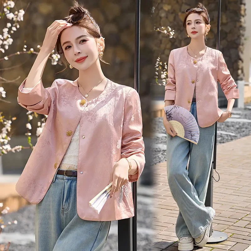 新中式短款外套女2025春季新款小个子高级感印花刺绣气质百搭上衣