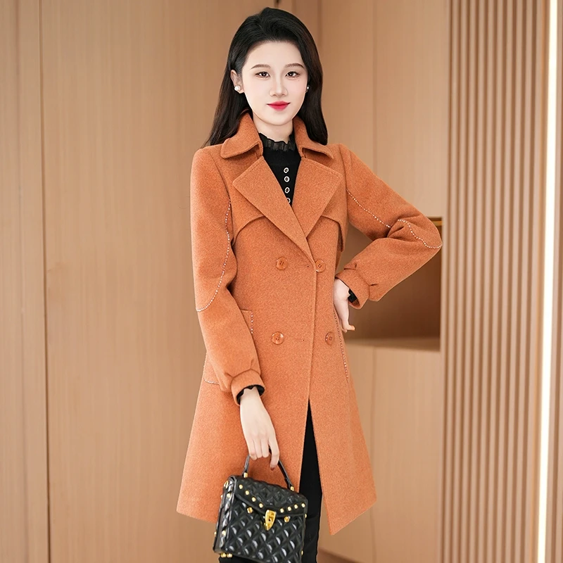 拉夏贝尔中长款羽绒服女2025新款秋冬季时尚修身小香风厚妈妈大衣