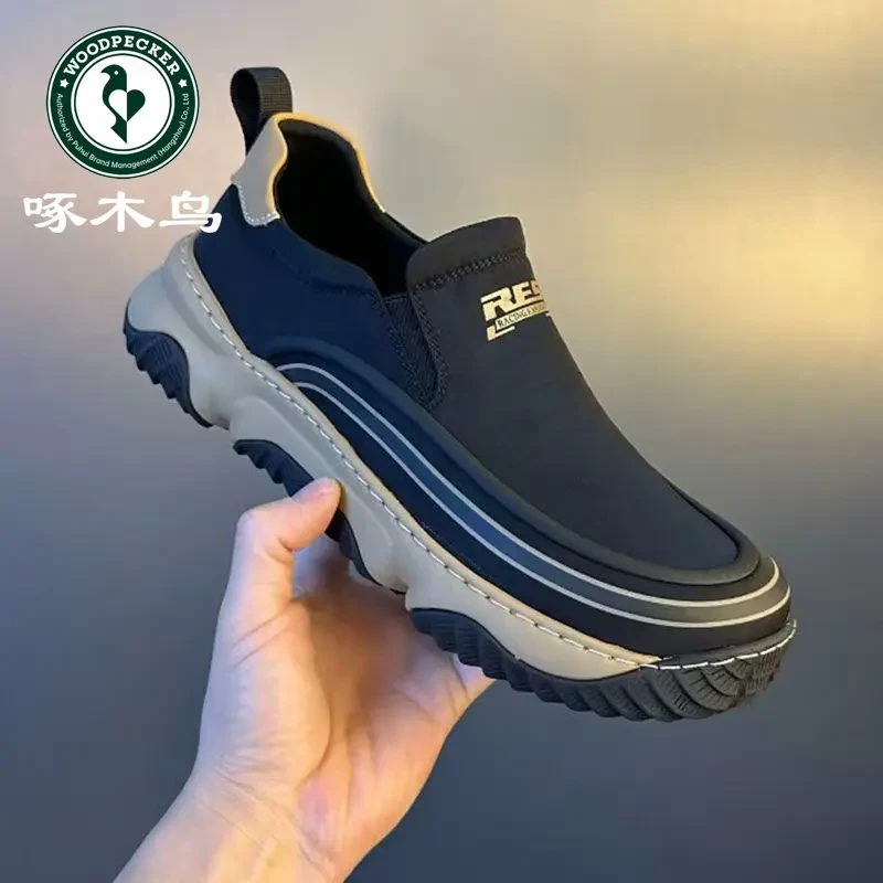 啄木鸟男鞋秋冬休闲低帮帆布鞋男士一脚蹬软底防滑运动板鞋男鞋