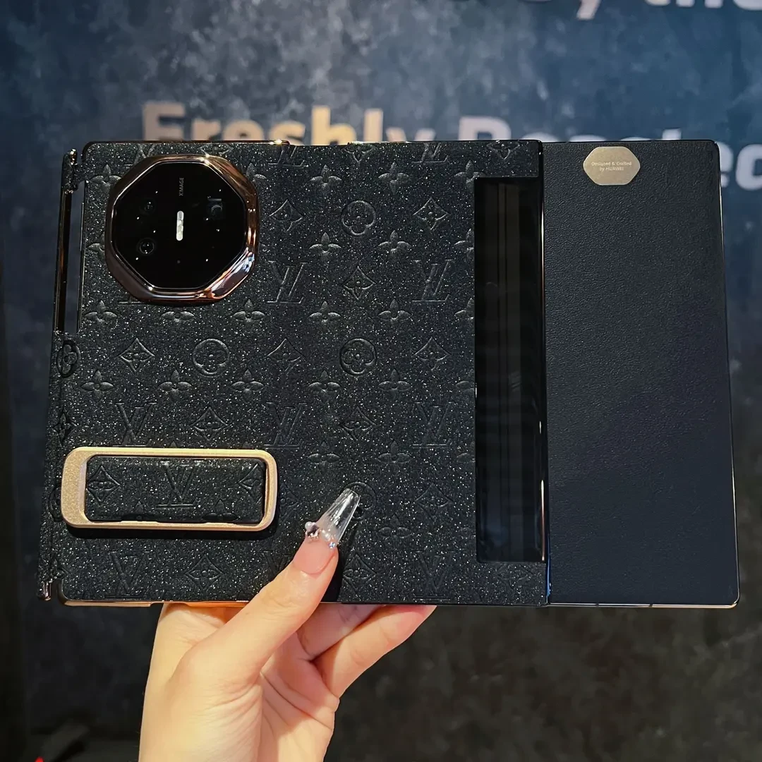 适用华为matext手机壳新款侧边全包防摔腕带支架三折叠保护套皮套