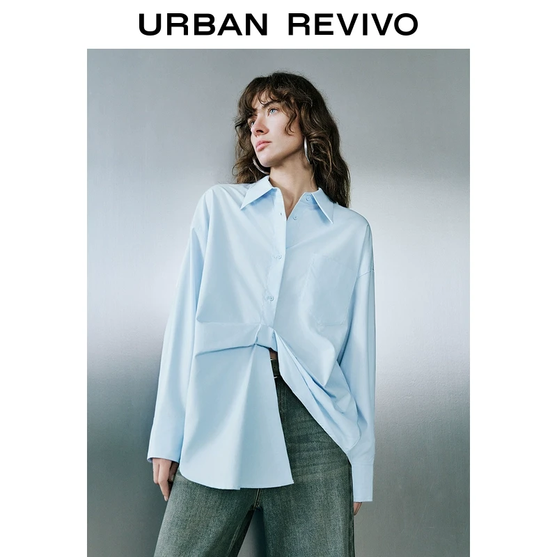 UR女装设计感扭结式门襟长袖开襟衬衫UWJ240038