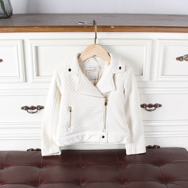 K259-L2童装104-140码欧美儿童提花外套女童西装领拉链衫春秋外贸