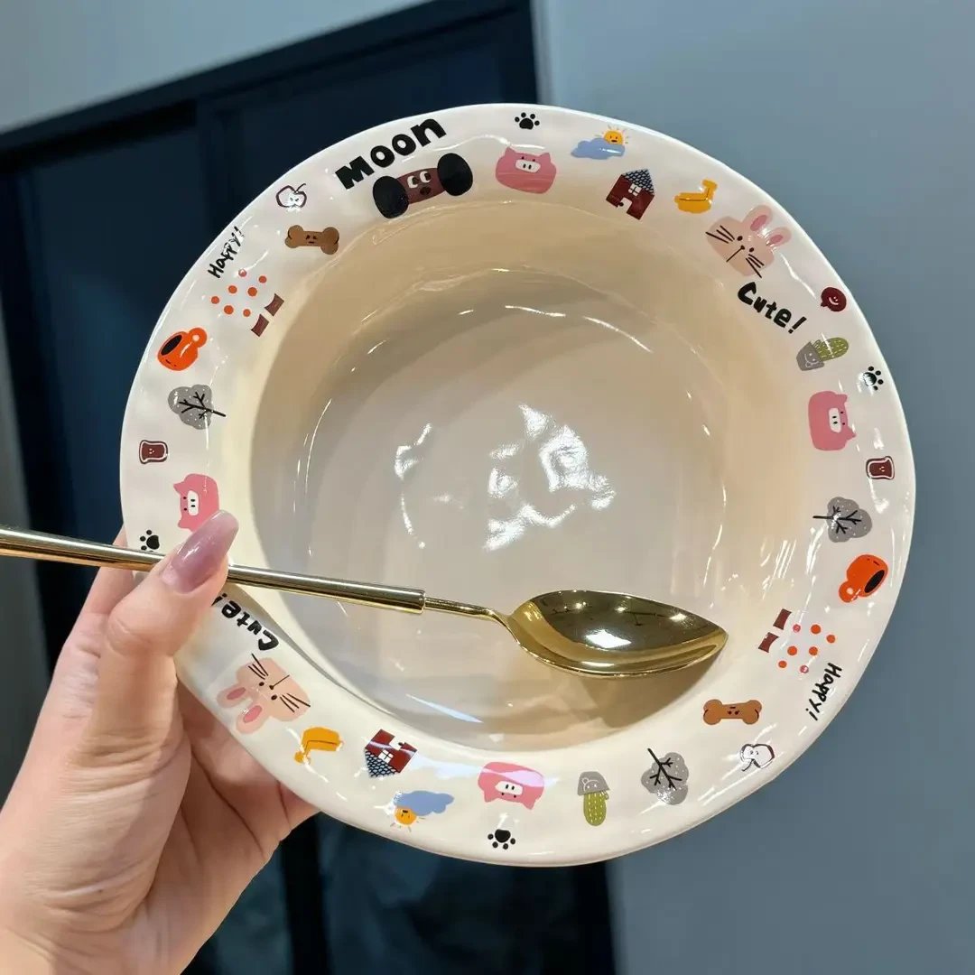 【陶礼社】月亮狗草帽盘意面盘高温瓷陶瓷盘子深盘家用餐具菜盘餐盘