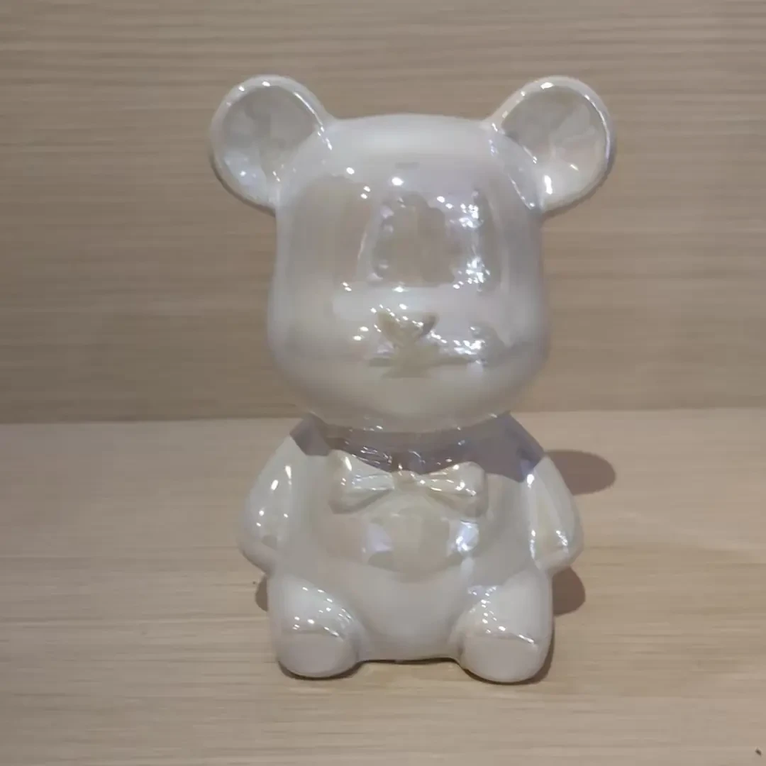 家居客厅酒柜工艺品创意电视柜轻奢高档装饰品陶瓷公仔可爱暴力熊