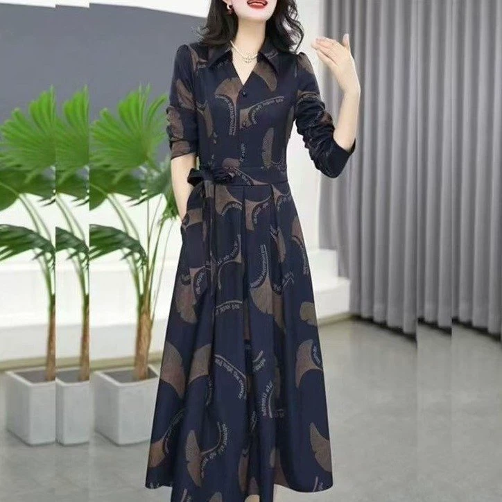 高档品牌长袖连衣裙2025新款女春秋十三行气质轻奢高级感妈妈裙子