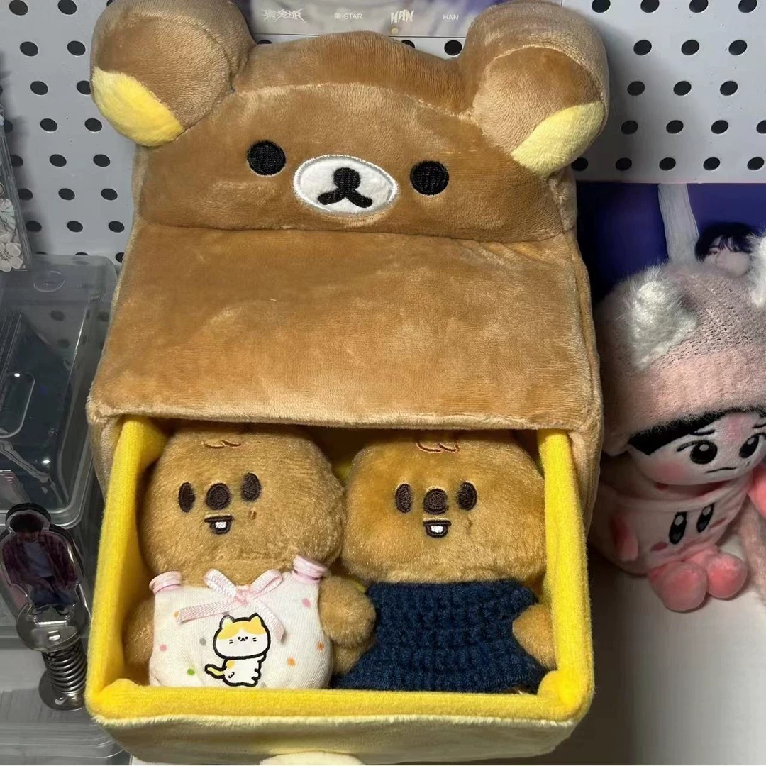 可爱轻松熊橱子毛绒家具柜子分隔收纳盒箱子熊哥熊妹首饰盒玩具盒