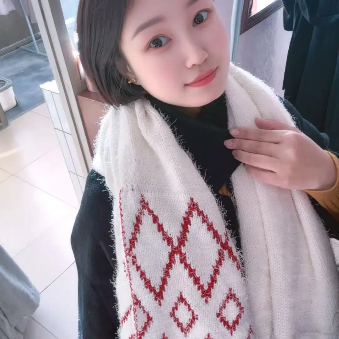 酒红色羊绒围巾女秋冬季韩版百搭保暖情侣围脖高级感韩系