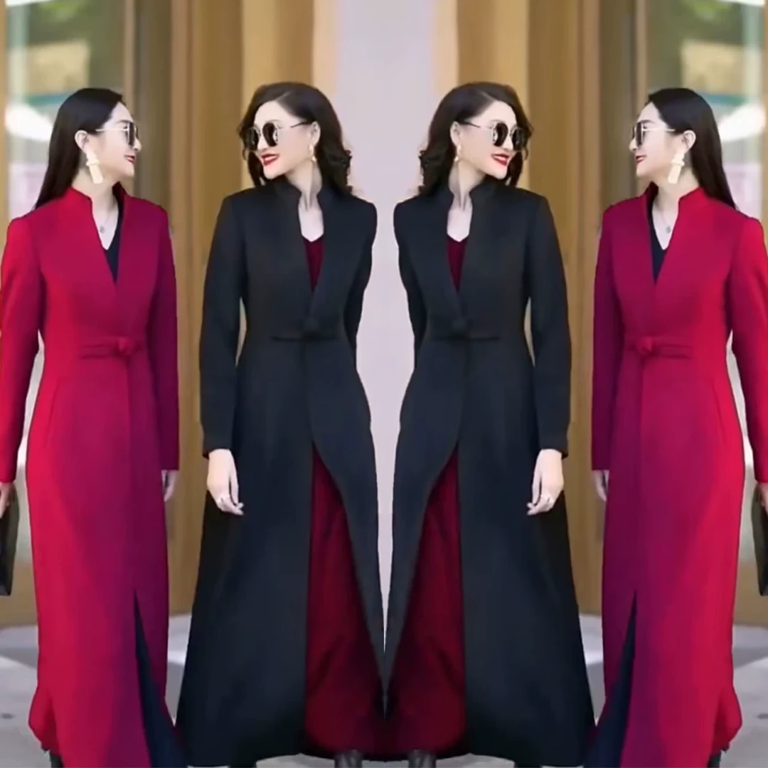 高端气质网红爆款女装2023年冬季新款时尚百搭显瘦纯色毛呢大衣潮