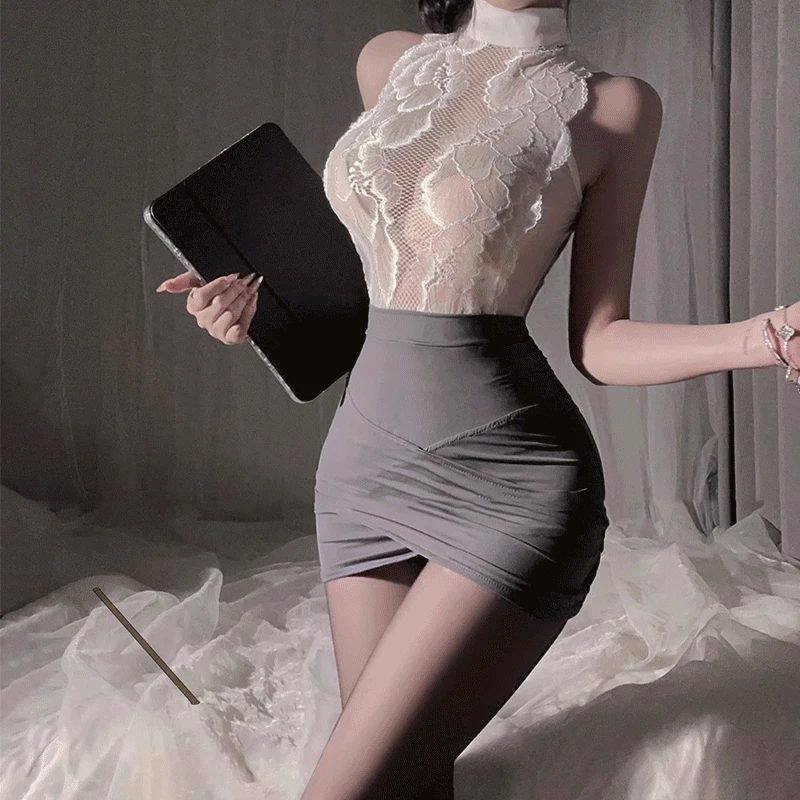 纯欲风性感趣味睡衣高级潮御姐秘书蕾丝包臀裙制服内衣套装新款