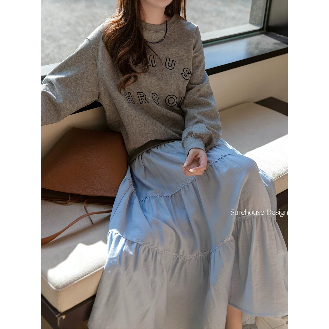 柳絮｜莱赛尔&亚麻 手工立裁~定染织带 《书写蓝漾》老钱气质塔裙