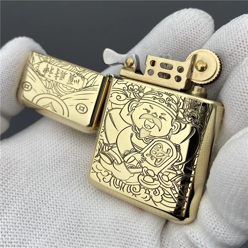 佐罗790超薄创意煤油打火机高档礼物送男友父亲顺财神原铜色手感