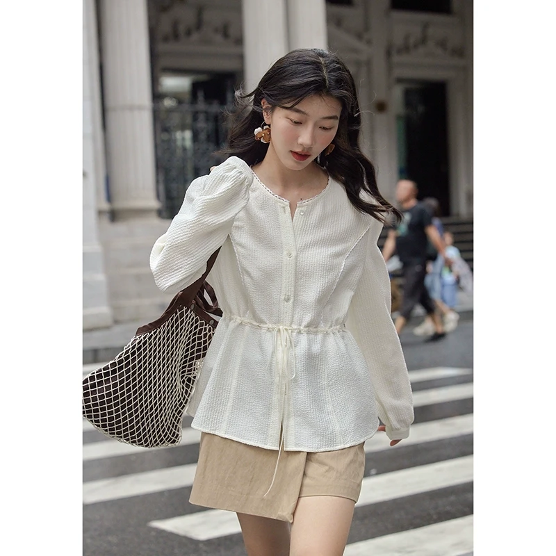 【1.19清清】觅定高级感长袖衬衫外套小众气质收腰衬衣DS10636