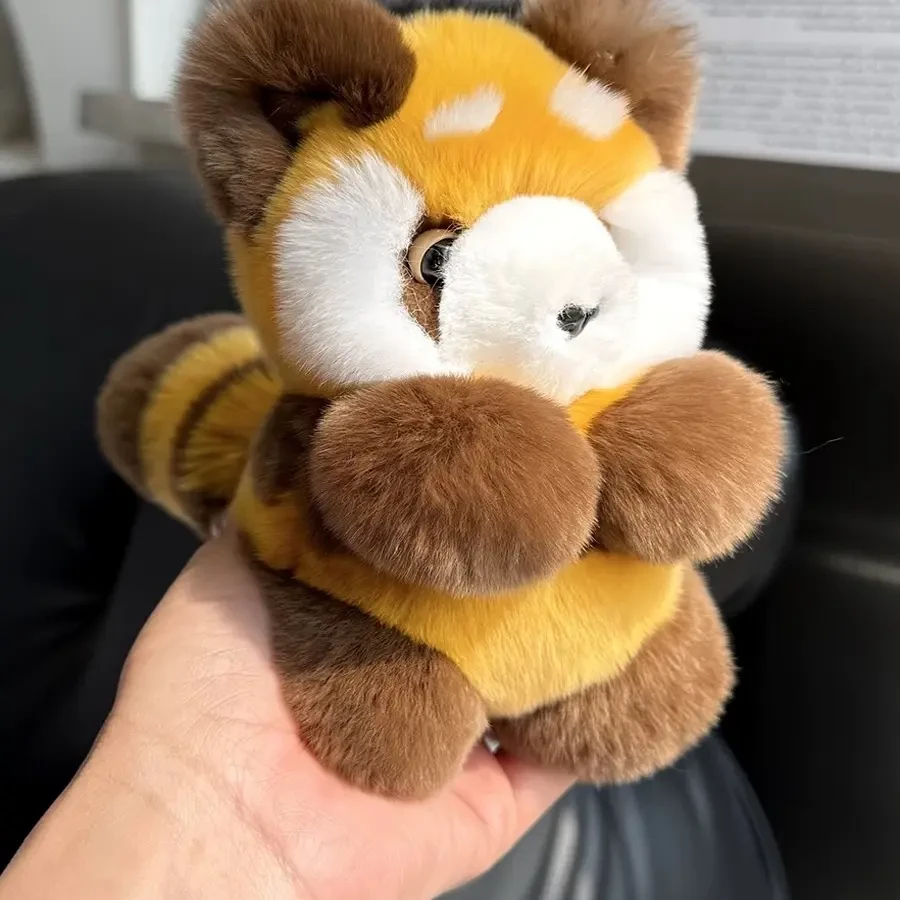 真獭兔毛小熊猫毛绒公仔挂件浣熊礼物可爱玩偶包包背包钥匙扣挂饰