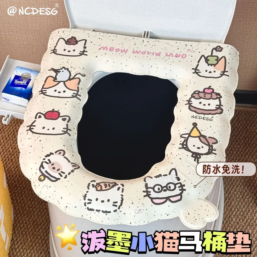 kitty马桶水洗垫子EVA防水免洗四季通用加厚粘贴坐垫座圈印花yj