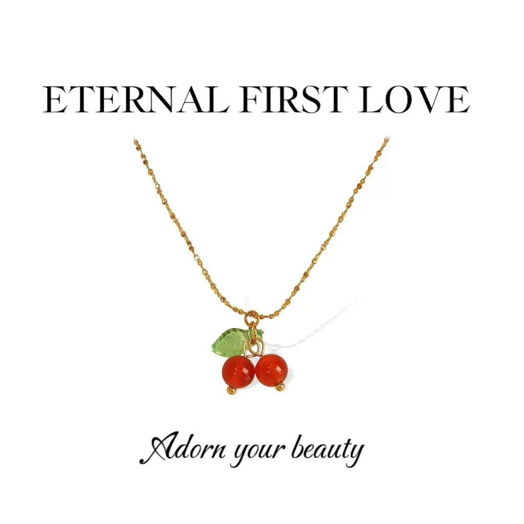 铜合金项链 ETERNAL FIRST LOVE 轻奢森系小清新樱桃锁骨链XPZ
