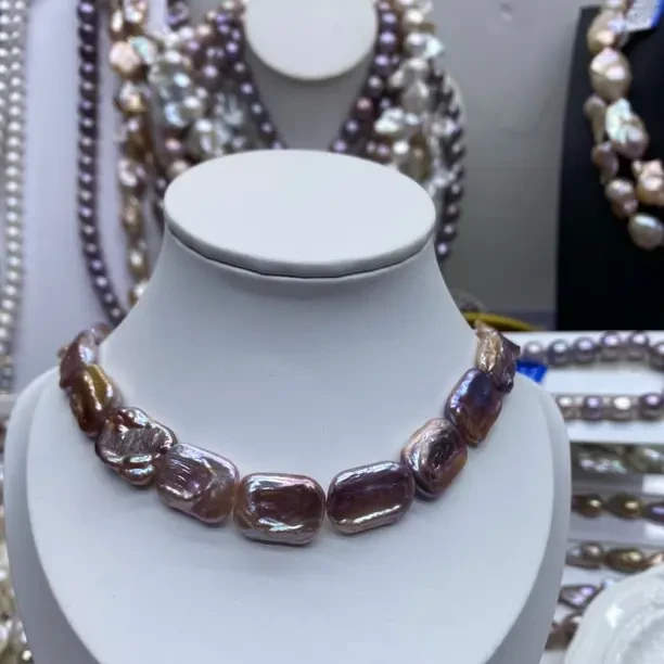 合金仿珍珠项链 颈饰合金巴洛克紫色锁骨链时尚百搭气质