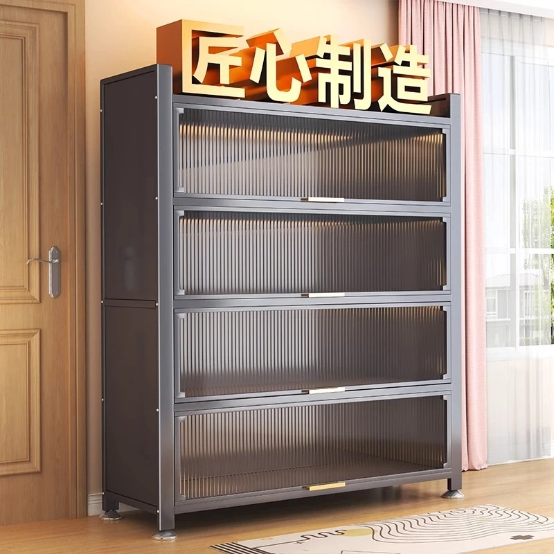 【新款冲量】厨房落地多层防尘餐边柜子厨柜微波炉带门多功能储物柜