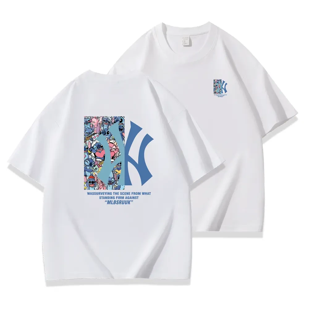 2025夏季情侣圆领纯棉短袖T恤休闲上衣男女百搭运动潮T半袖