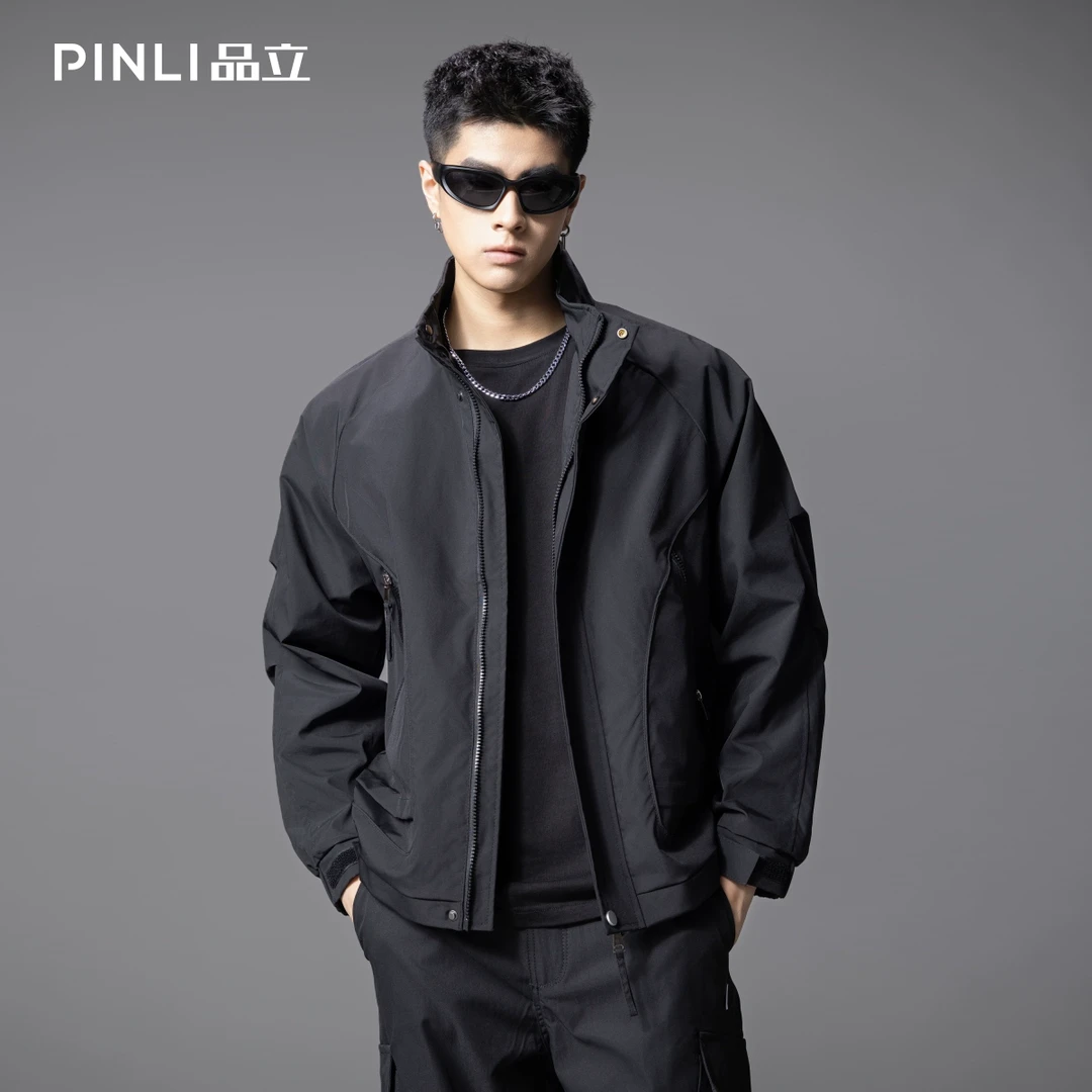 PINLI品立春夏美式机能防风立领夹克男宽松外套上衣GD252104249