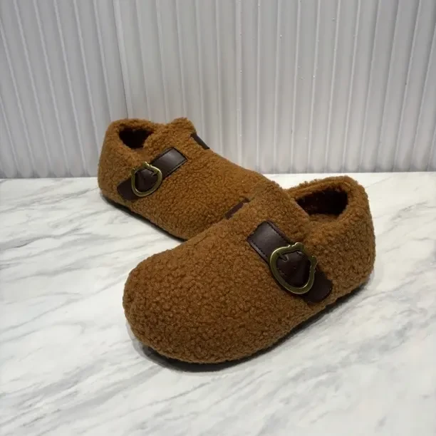 冬季新款设计羊羔毛两穿皮卡扣博肯休闲鞋