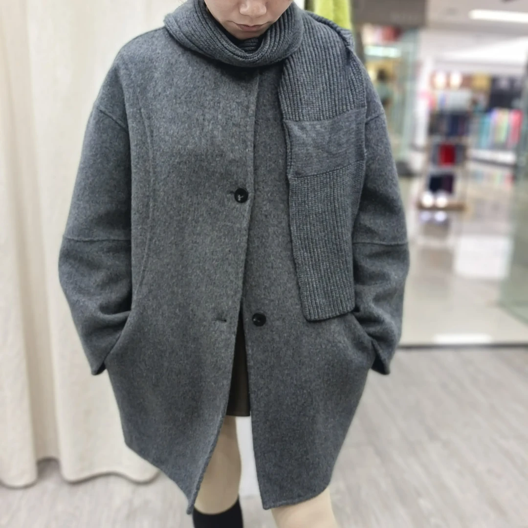 女士双面羊绒大衣(深灰色均码95-145斤)