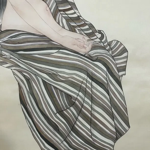 工笔画《初春》画芯尺寸：113*63cm 手工托芯 绢本 工笔画