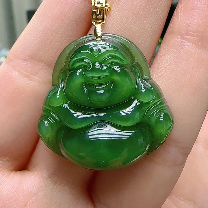 和田玉（碧玉）颈饰18K金镶嵌