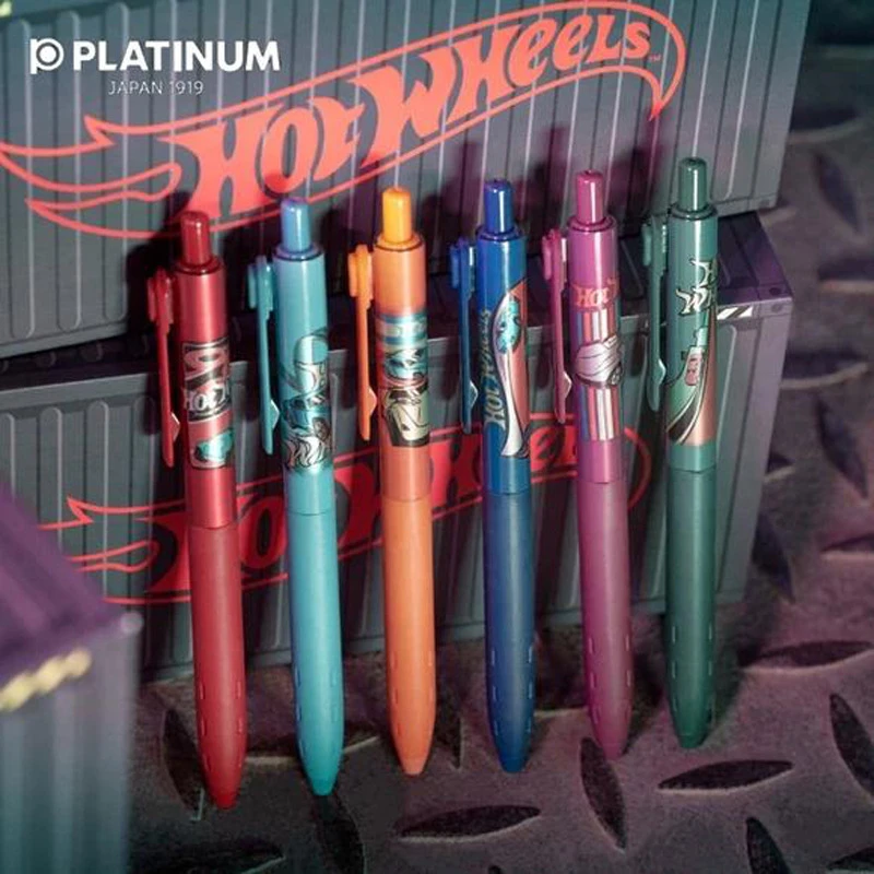 日本PLATINUM白金风火轮限定联名中性笔0.5mm书写按动可替换笔芯