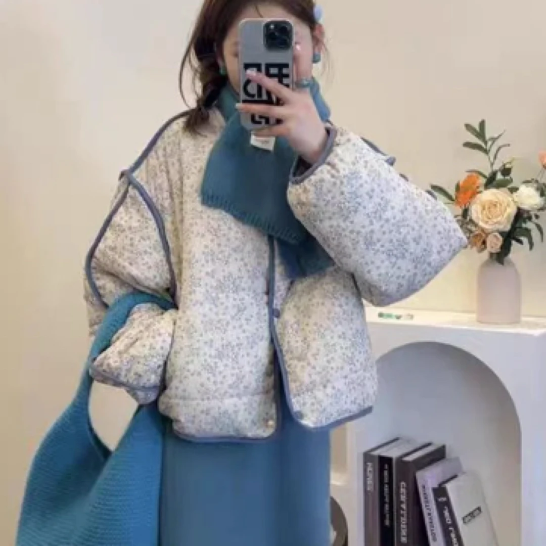 碎花复古小清新整张棉轻外套