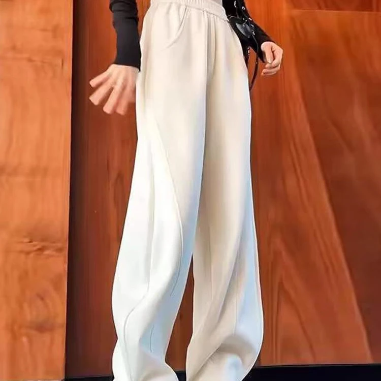 1711加厚绒卫裤女秋冬新款运动休闲宽松直筒香蕉裤高腰阔腿裤