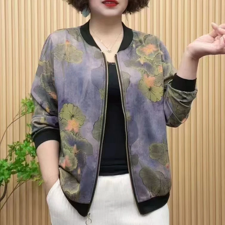 防晒短外套棒球领针织边绵绸感滑料垂感百搭女士防晒外套