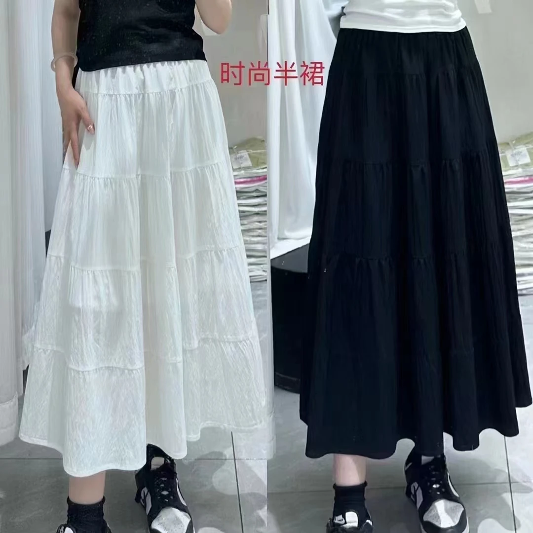 24508白色蛋糕显瘦半身裙高腰时尚百搭