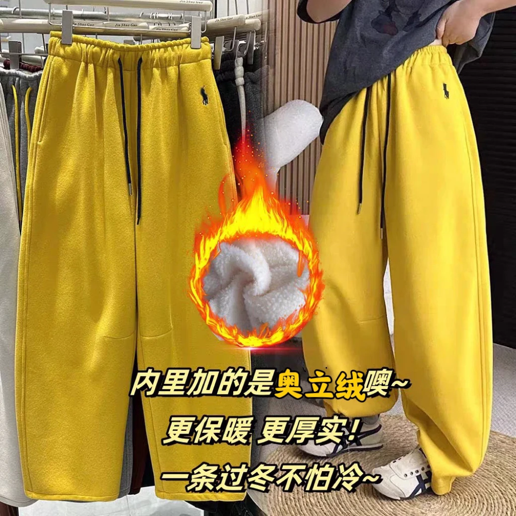 卡通小狗冬季新款加厚奥粒绒两串卫裤