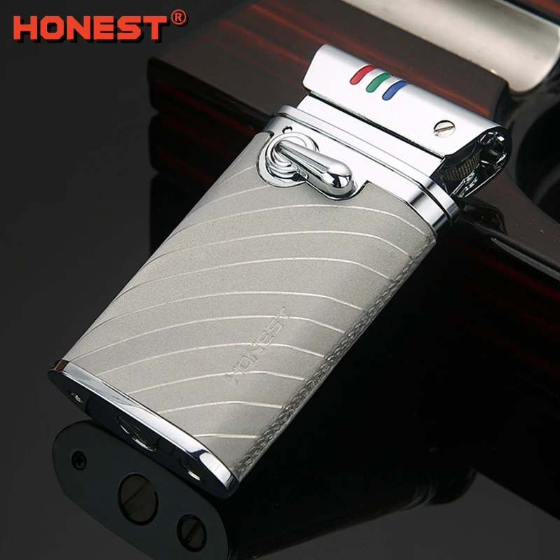 百诚摇臂煤油打火机高档金属皮质一键点火个性创意复古潮男友礼物