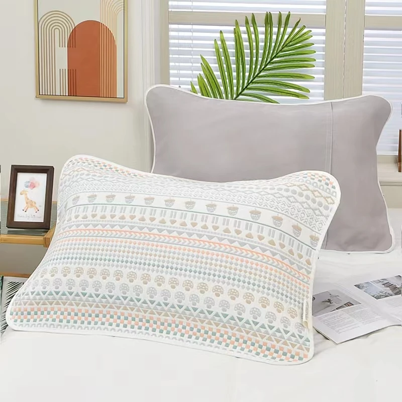 【枕套合集一对装】【50*80】婴幼儿A类六层纯棉纱布软席枕套一对装