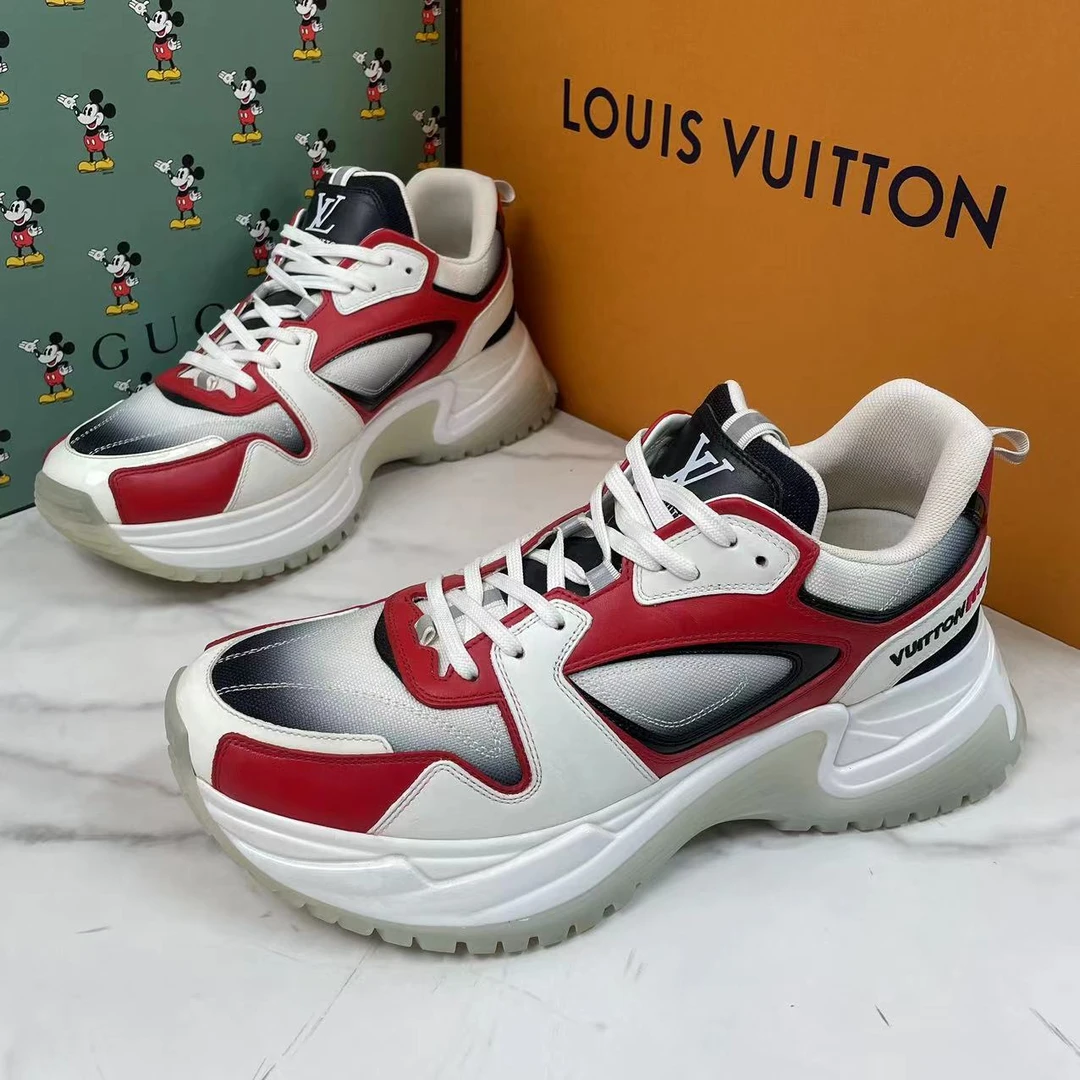 LouisVuitton/路易威登红白拼色时尚休闲厚底老爹鞋欧码42.5/98新