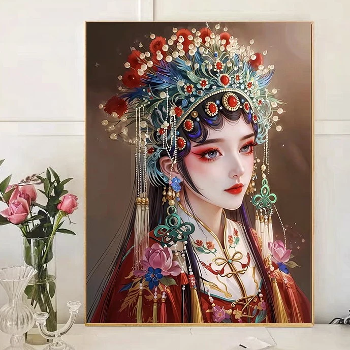 法国DMC国潮手工十字绣法式-轻奢中国风花旦人类油画刺绣新款爆款