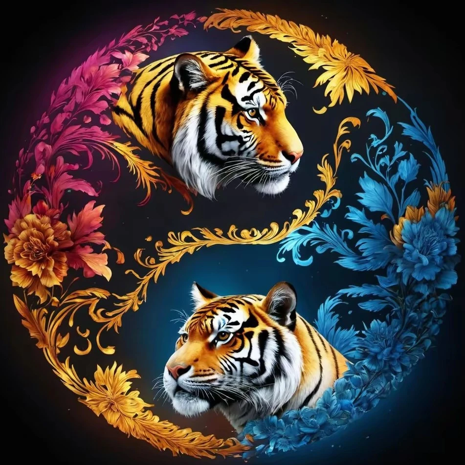 法国DMC十字绣-轻奢太极双虎图