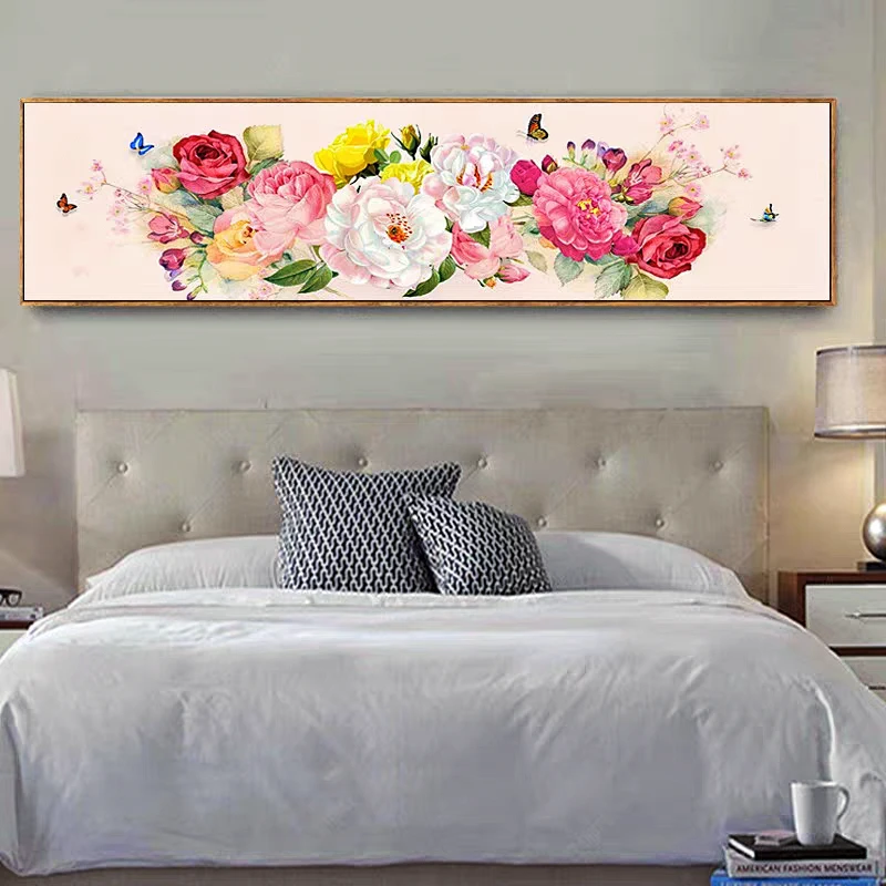 法国DMC十字绣-客厅卧室床头简约现代画牡丹花