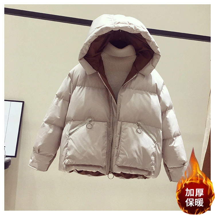 天歌良品冬季短款小个子气质面包棉服外套女简约风连帽加厚派克服