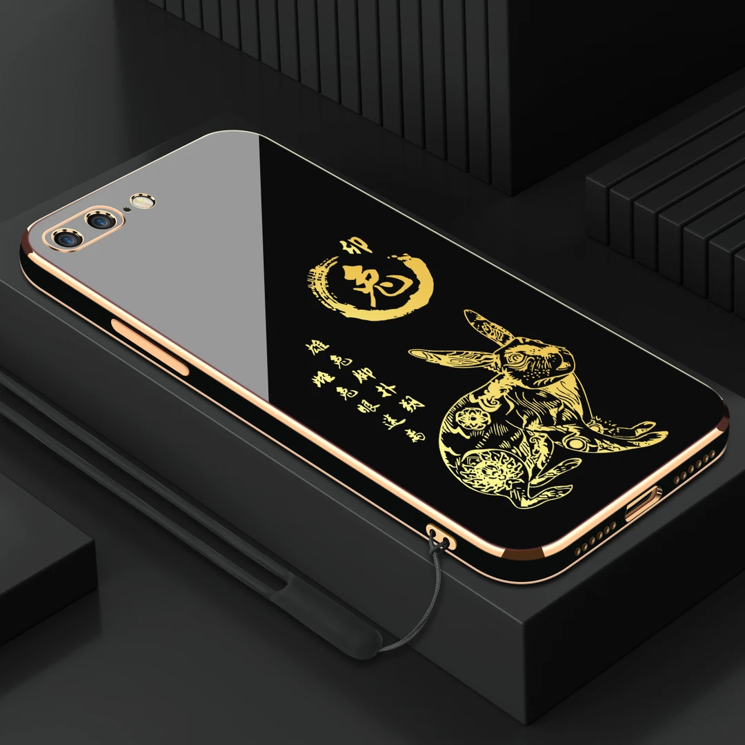 苹果7plus电镀手机壳十二生肖直边国潮硅胶全包软壳防摔保护套