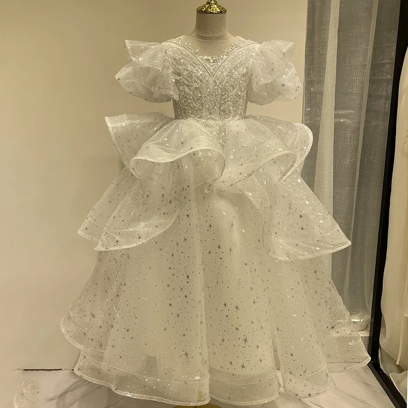 花童婚礼礼服生日儿童钢琴演出服女童主持人高端小气质女孩公主裙